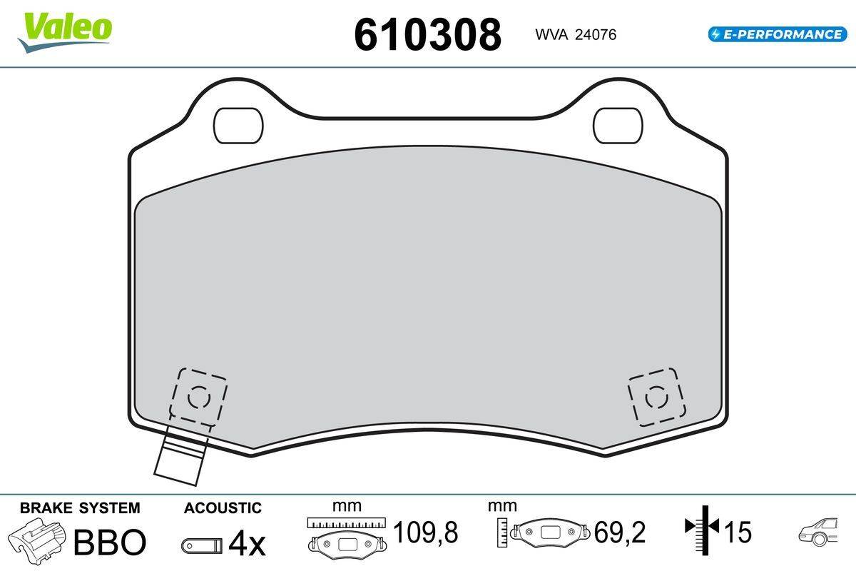 Valeo 610308 Bremsbelagsatz, Scheibenbremse
