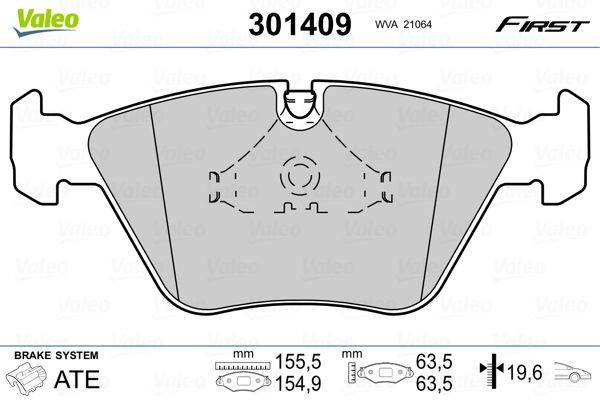 Valeo 301409 Bremsbelagsatz, Scheibenbremse