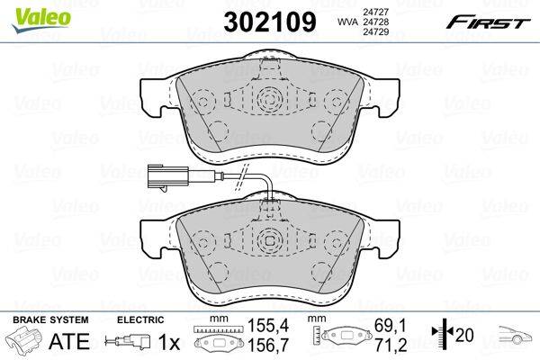 Valeo 302109 Bremsbelagsatz, Scheibenbremse