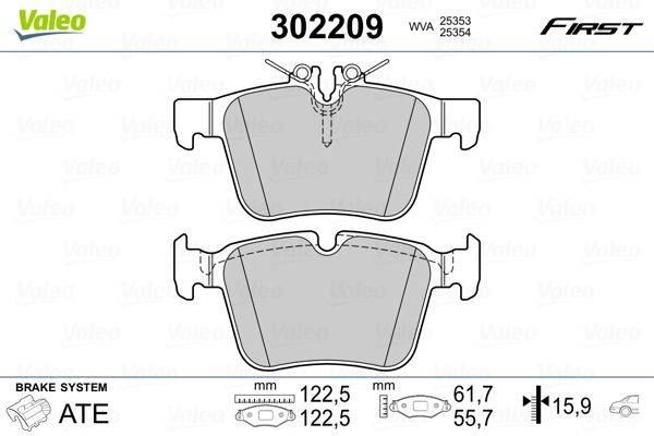 Valeo 302209 Bremsbelagsatz, Scheibenbremse