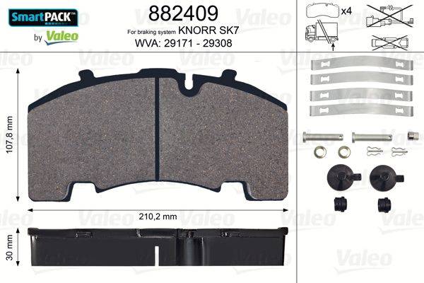 Valeo 882409 Bremsbelagsatz, Scheibenbremse