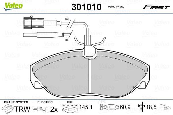 Valeo 301010 Bremsbelagsatz, Scheibenbremse