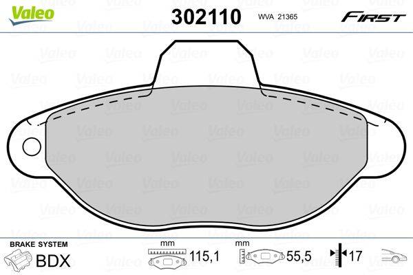 Valeo 302110 Bremsbelagsatz, Scheibenbremse