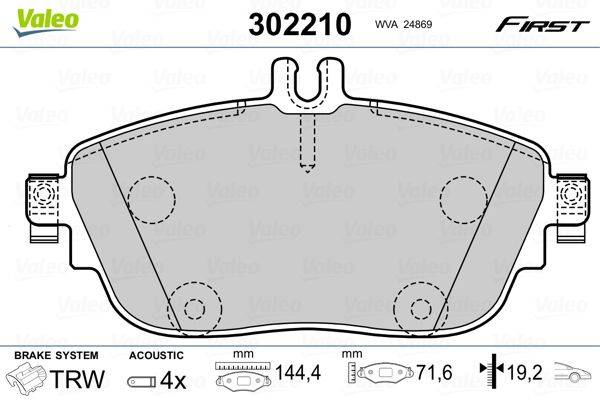 Valeo 302210 Bremsbelagsatz, Scheibenbremse