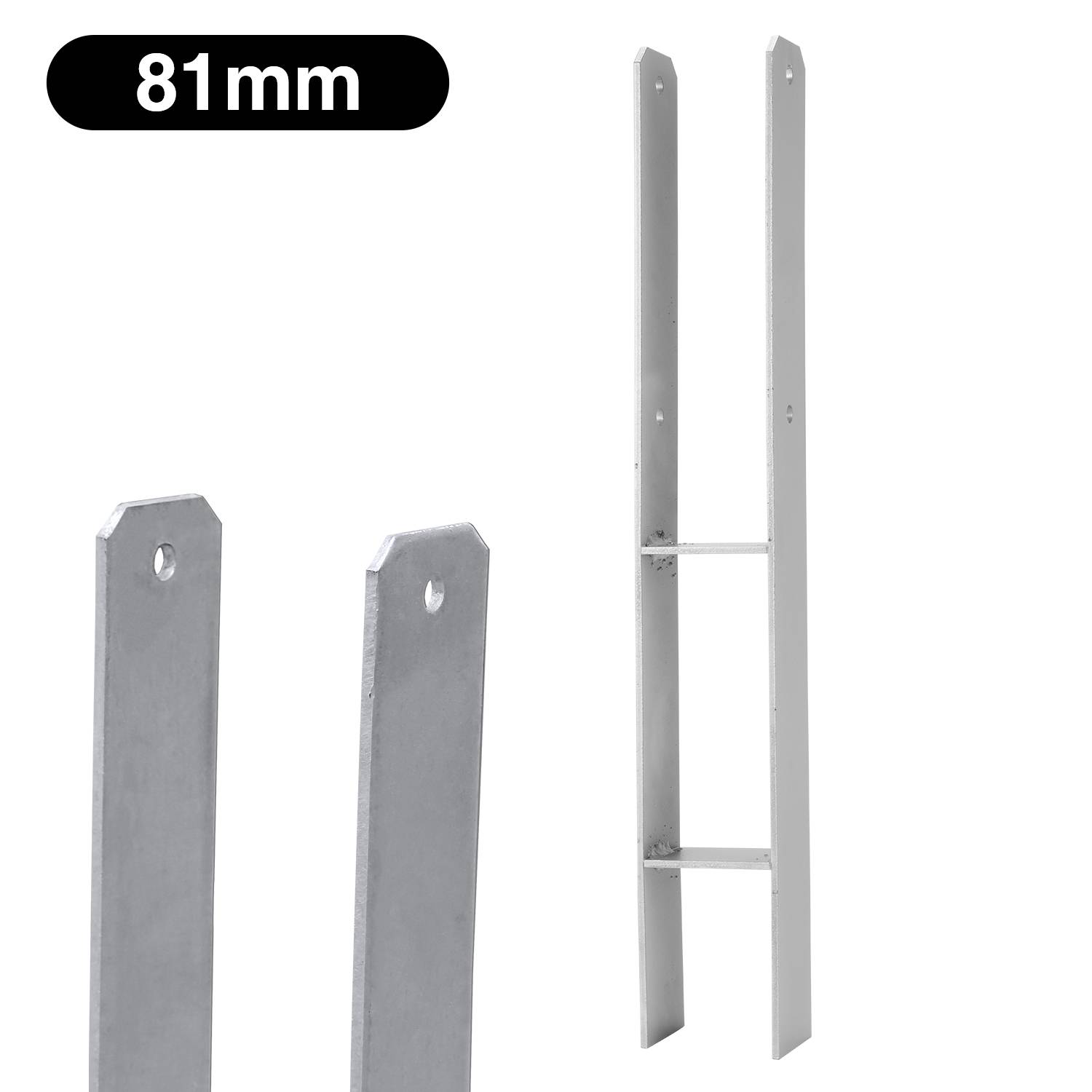 8x H-Anker Pfostenanker H-Anker H-Pfostenanker Pfostenträger Pfostenhalter 81mm 600MM