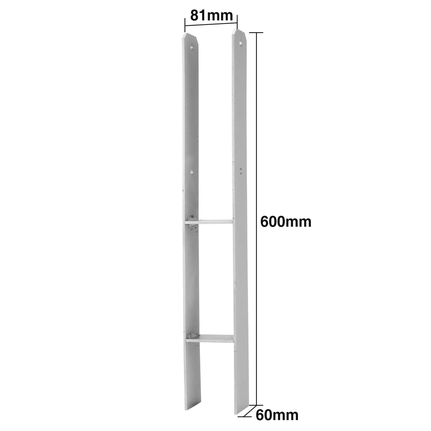 8x H-Anker Pfostenanker H-Anker H-Pfostenanker Pfostenträger Pfostenhalter 81mm 600MM