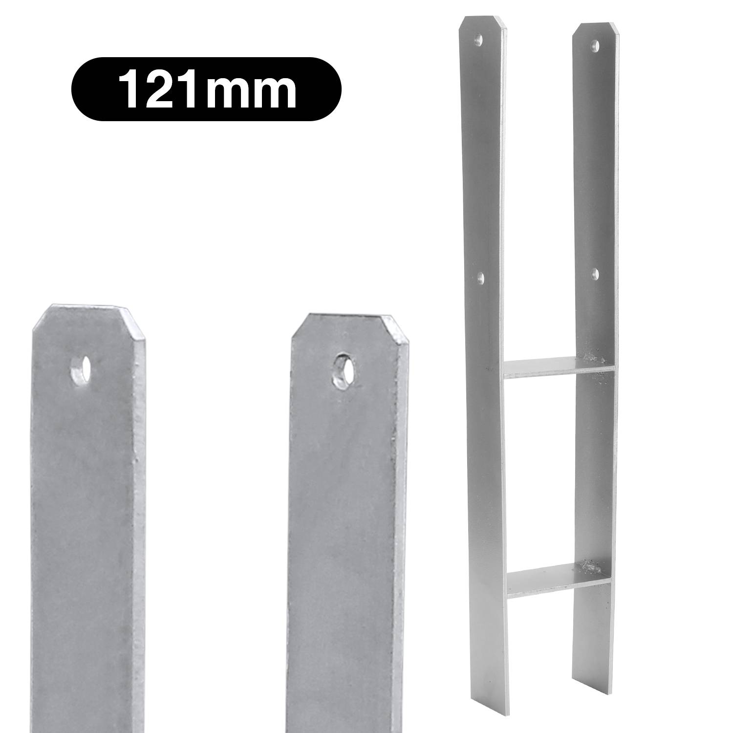 2x H-Anker Pfostenanker H-Anker H-Pfostenanker Pfostenträger Pfostenhalter 121mm 600MM