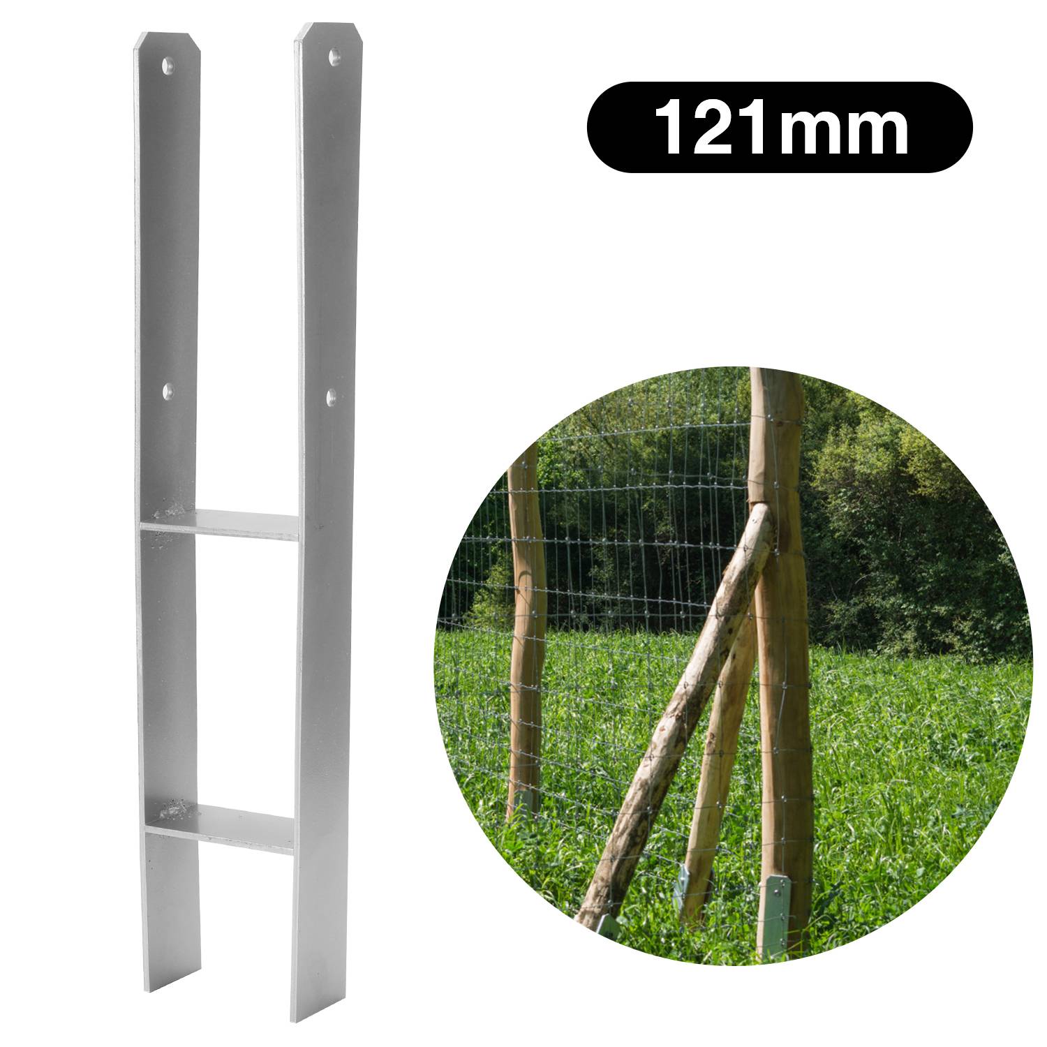 4x Pfostenträger Pfostenanker H-Pfostenanker Einbetonieren Pfostenträger Pfostenhalter 81-141mm 600MM