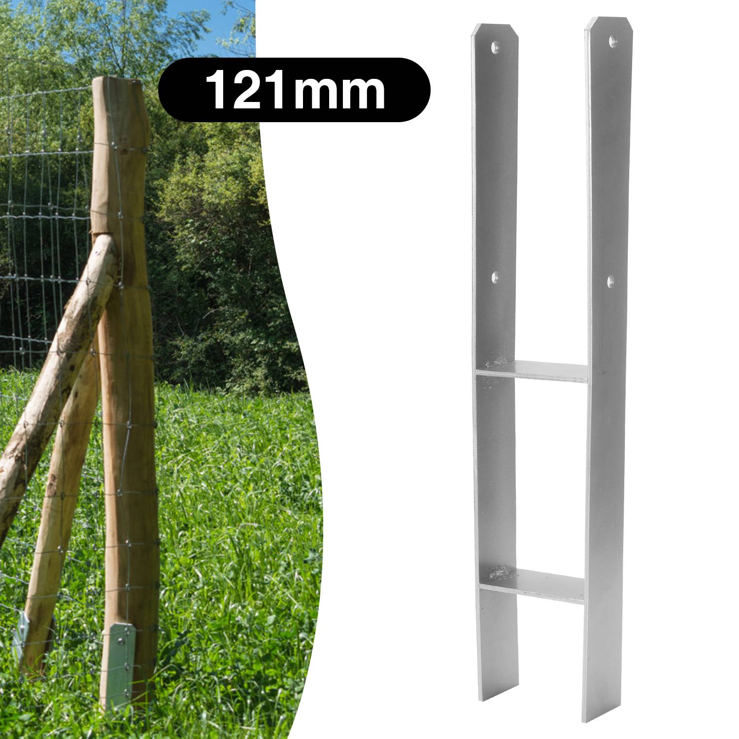 6x Pfostenträger Pfostenanker H-Pfostenanker Einbetonieren Pfostenträger Pfostenhalter 81-141mm 600MM