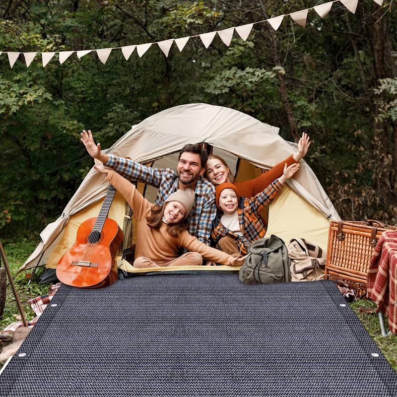 Zeltteppich 250X350cm Vorzeltteppich Campingteppich Outdoor Teppich Vorzeltboden Zeltunterlage Zeltboden für Zelt Wohnmobil Blau-grau