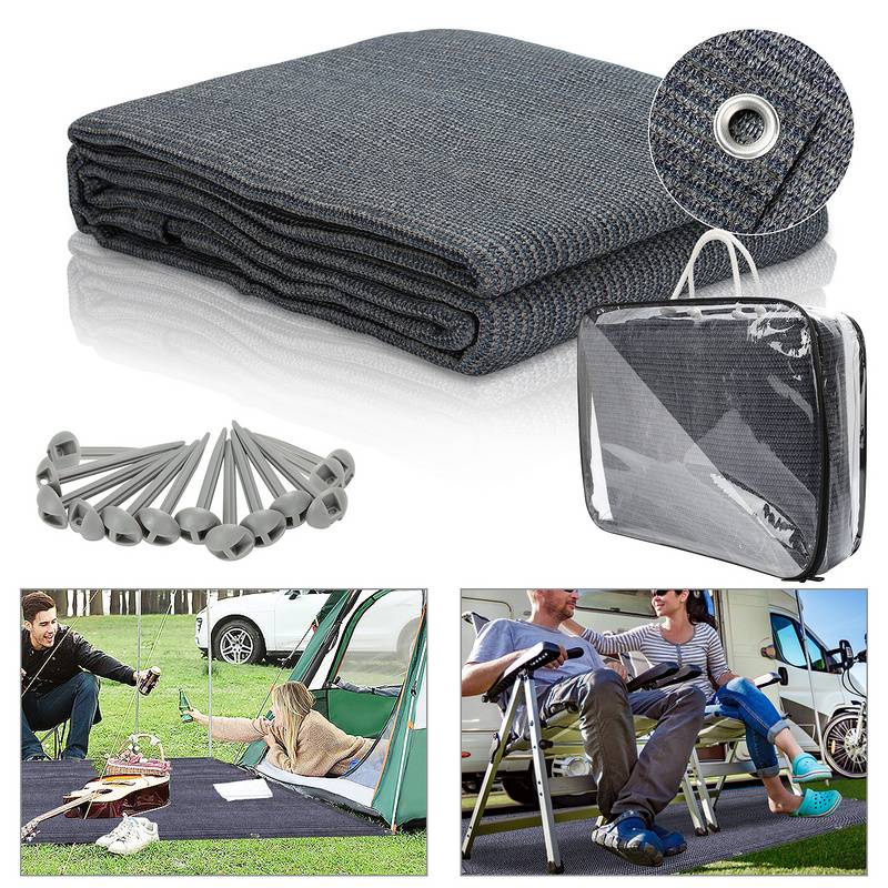 Zeltteppich 300X600cm Vorzeltteppich Campingteppich Outdoor Teppich Vorzeltboden Zeltunterlage Zeltboden für Zelt Wohnmobil Blau-grau