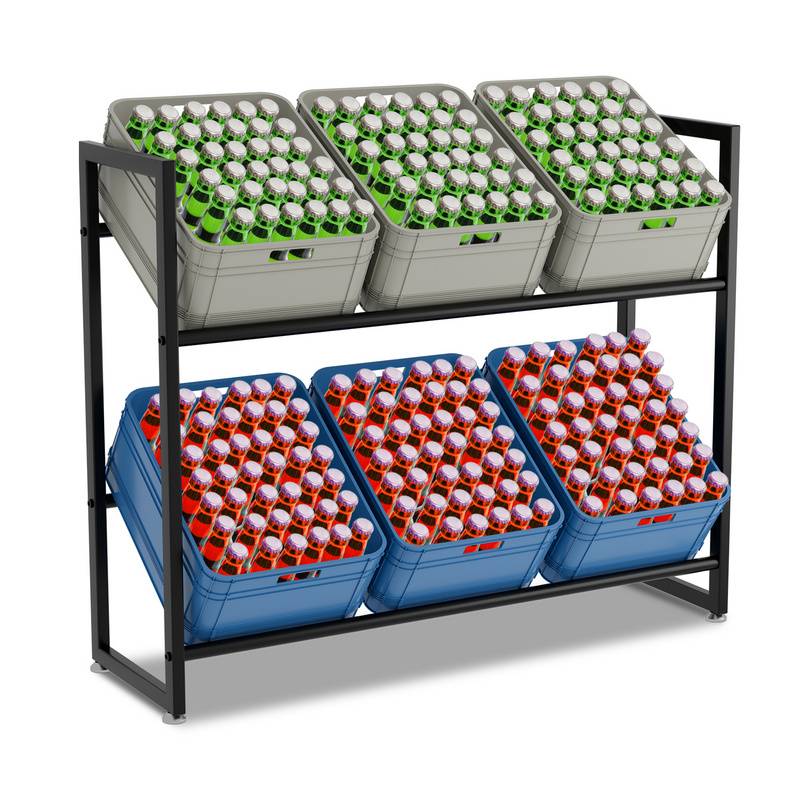 Getränkekistenregal für 6 Kisten 105x32x85cm Getränkekistenständer Schwarz für Küche Wohnbereich