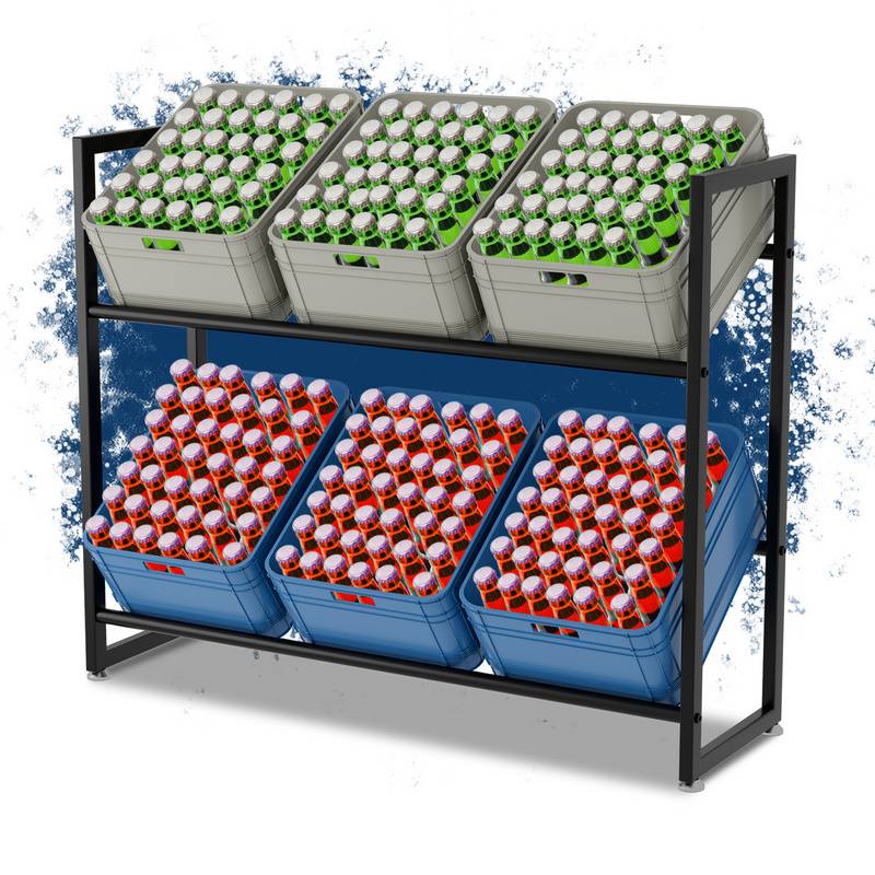 Getränkekistenregal Schwarz für 6 Kisten Regal für Getränkekisten Kistenregal 105x32x85cm