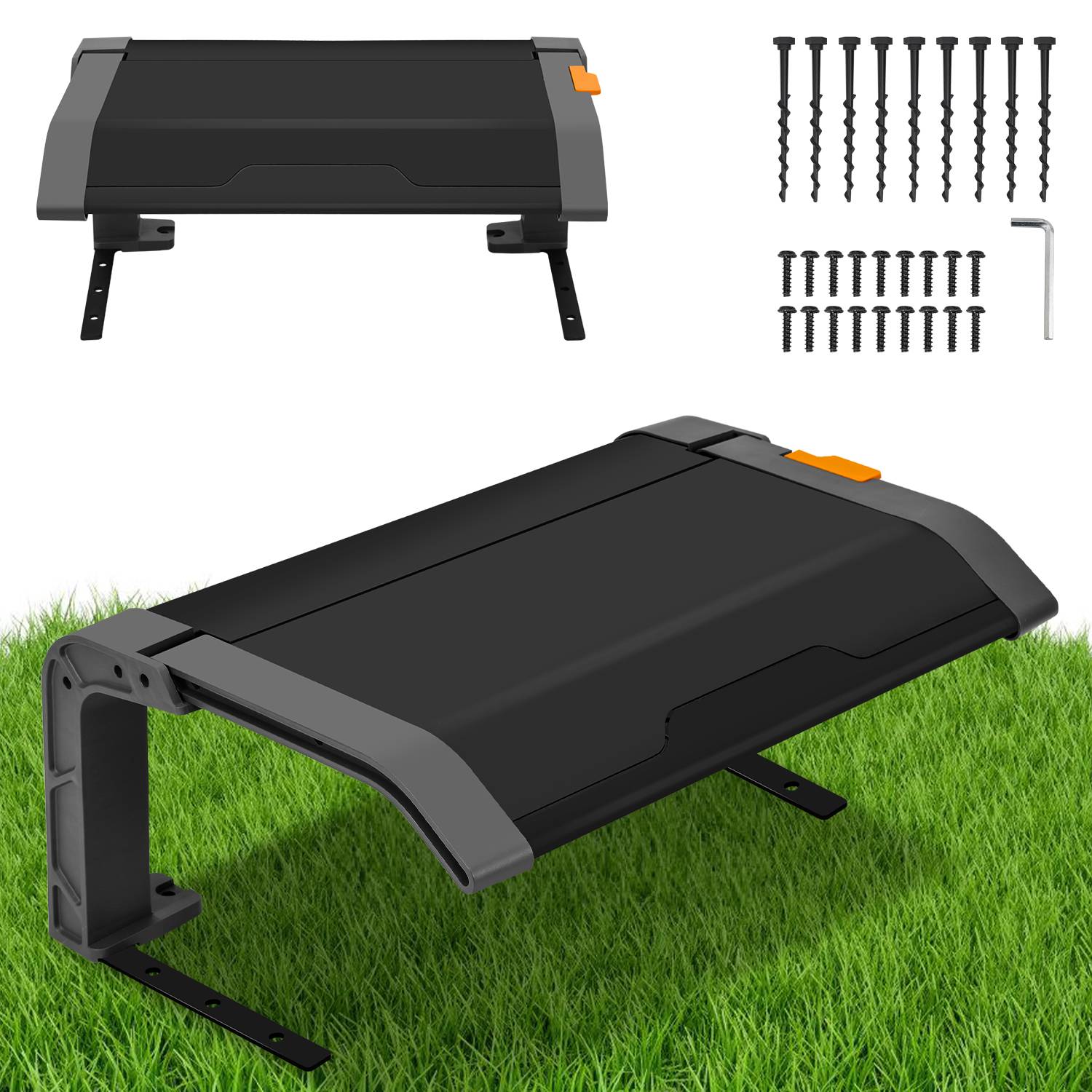 Rasenmäher Garage für Mähroboter Klappbare Überdachung 72x56x36 cm Schwarz Grau Dach Schwarzer Stahlrahmen Metall Pulverbeschichtet