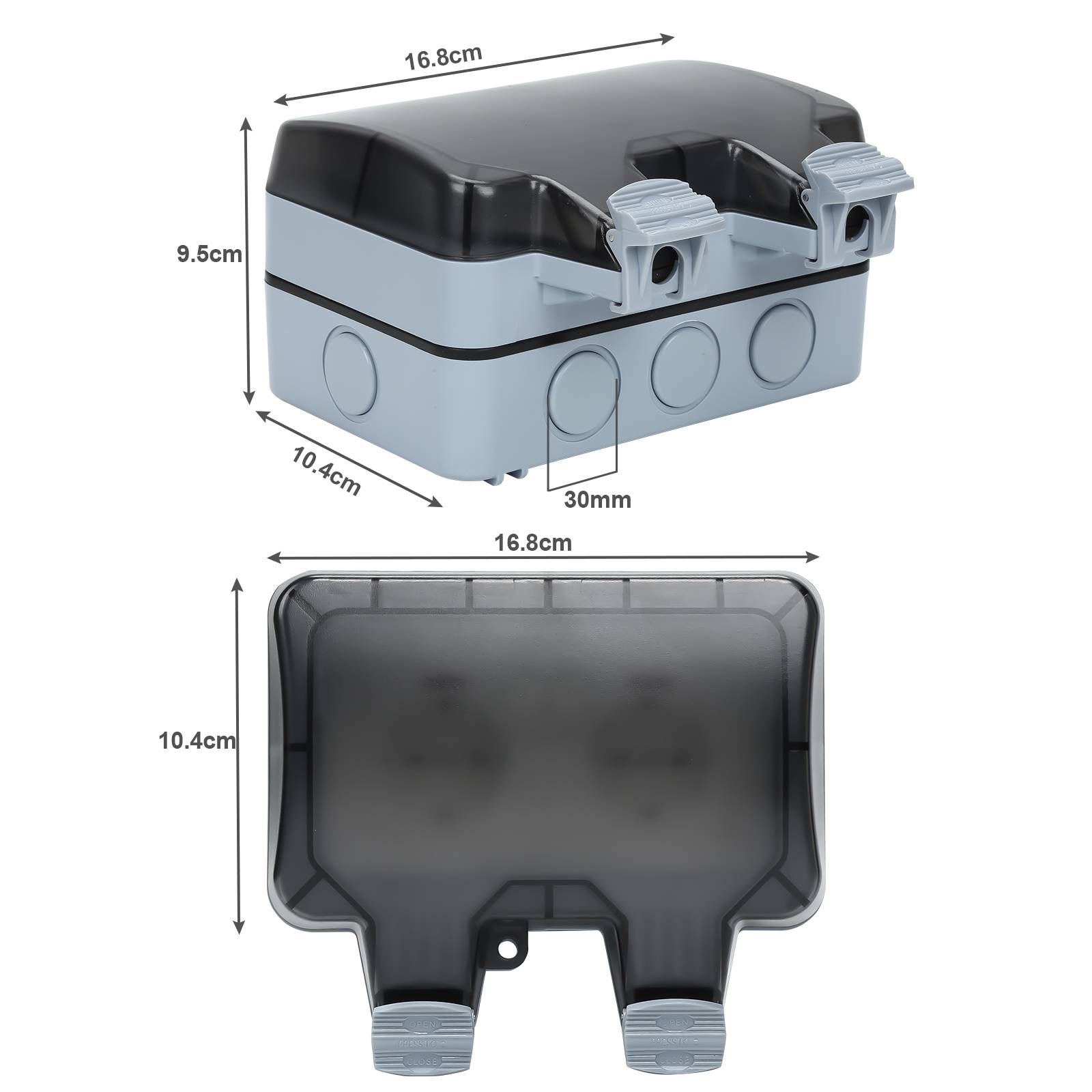 4X Außensteckdose Gartensteckdose Outdoor Steckdose IP66 16A Wasserdicht Staubdicht Wandsteckdose 2 Loch mit Schalter