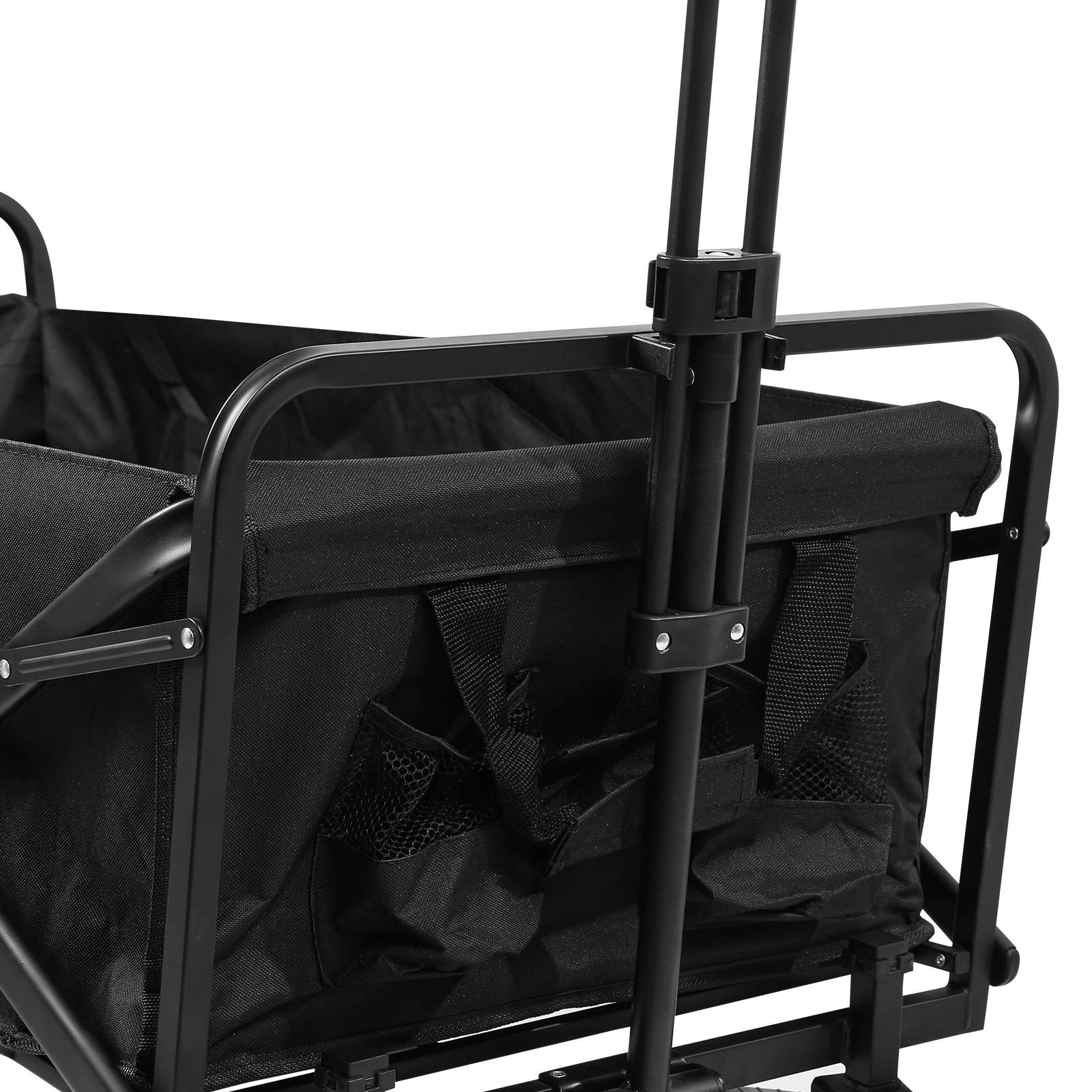 Bollerwagen faltbar Handwagen Outdoor Transportwagen Vorderrad mit Bremsen Schwarz