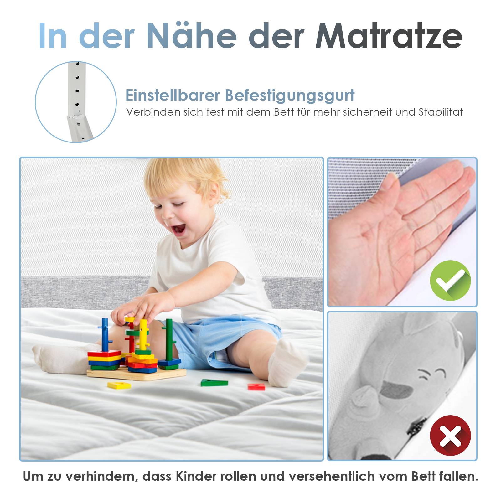 180cm Babybettgitter Einziehbare Baby Bettgitter Kinder Bettgitter Bettschutzgitter Höhenverstellbar Rausfallschutz für Bett grau
