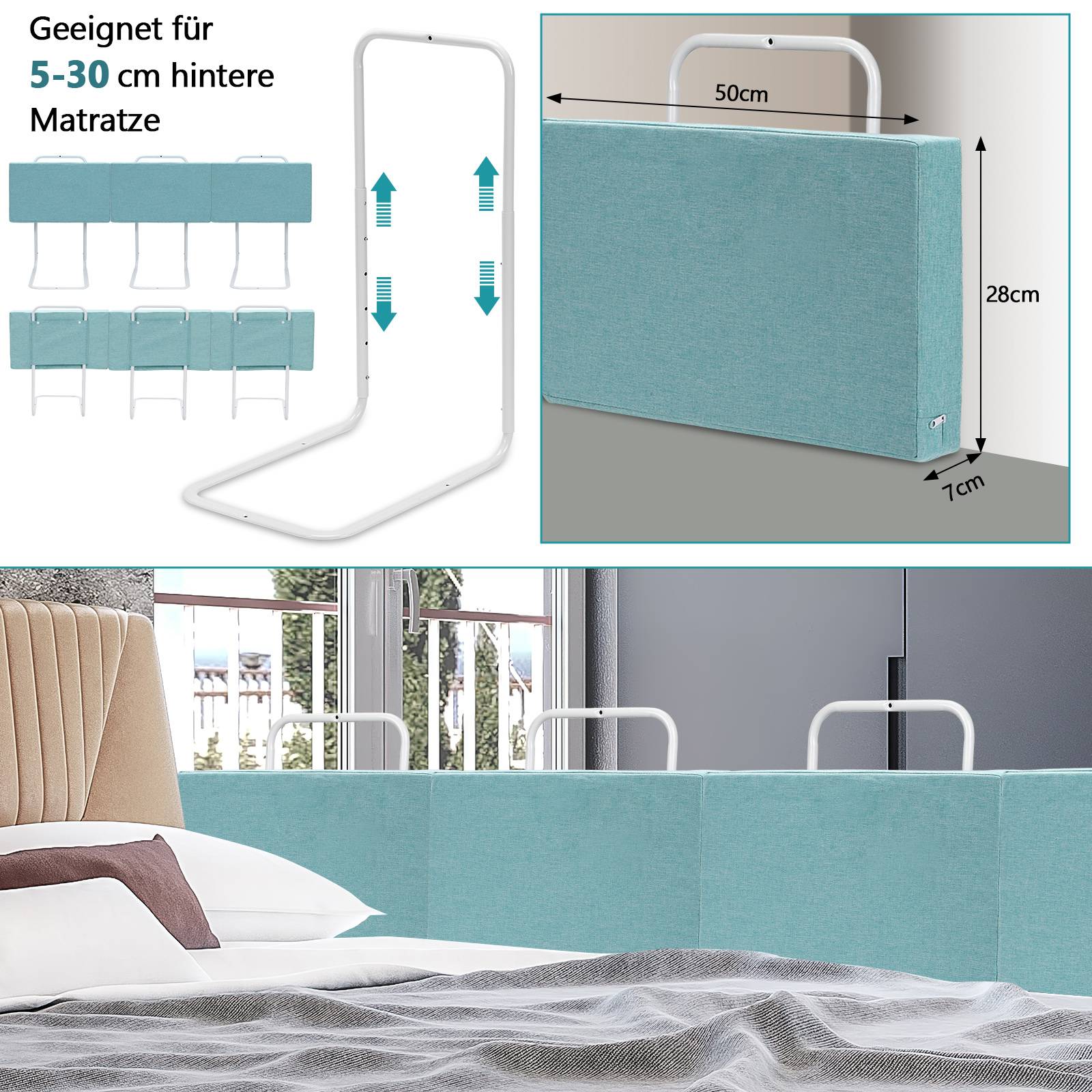 50cm Bettgitter Kinder Verstellbar Höhenverstellbares Gitterbettgitter Bettfallschutz Kinderbettgitter Baby Für Kleinkinder Oder Senioren Grün