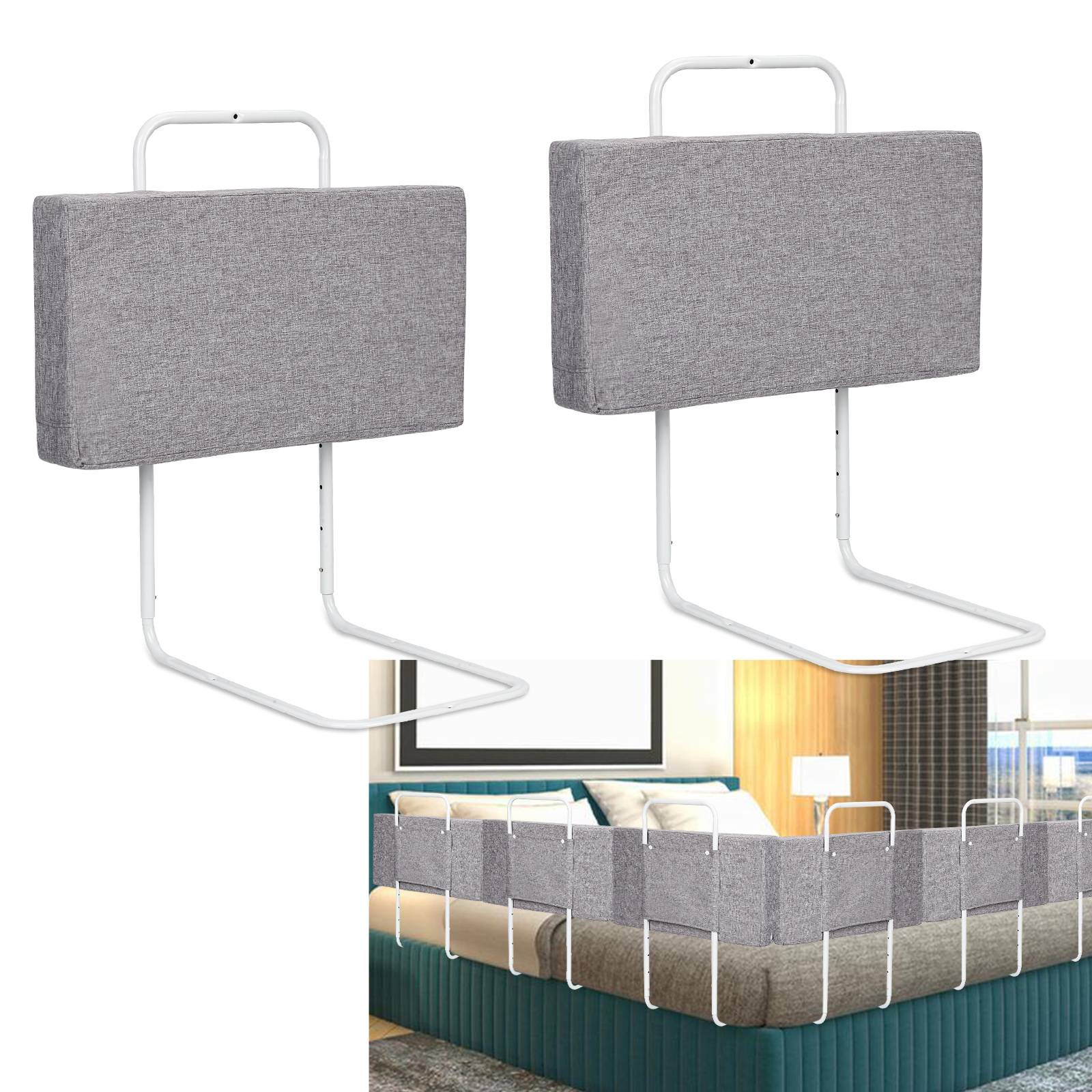 Kinderbettgitter Bettschutzgitter 2X 60cm Höhenverstellbar, Rausfallschutz Babybettgitter Bettgitter für Familienbett und Kinderbett, Grau