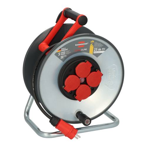 BRENNENSTUHL professionalLINE - Kabeltrommel SC 2100 (max. 3.000 W | IP44 | 4x Schutzkontakt-Steckdosen | Länge 25,0 m)