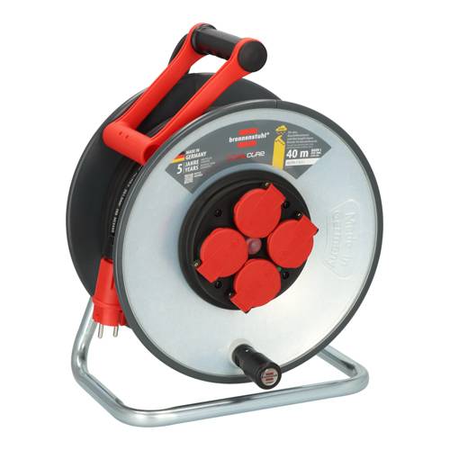 BRENNENSTUHL professionalLINE - Kabeltrommel SC 4100 (max. 3.000W | IP44 | 4x Schutzkontakt-Steckdosen | Länge 40,0m)