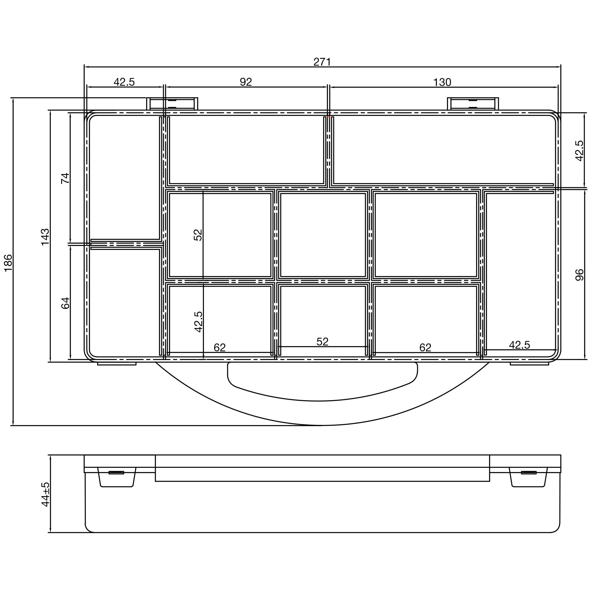 INLINE - Kleinteilebox - 11 Fächer - Abmessungen: 271x186x40mm - transparent