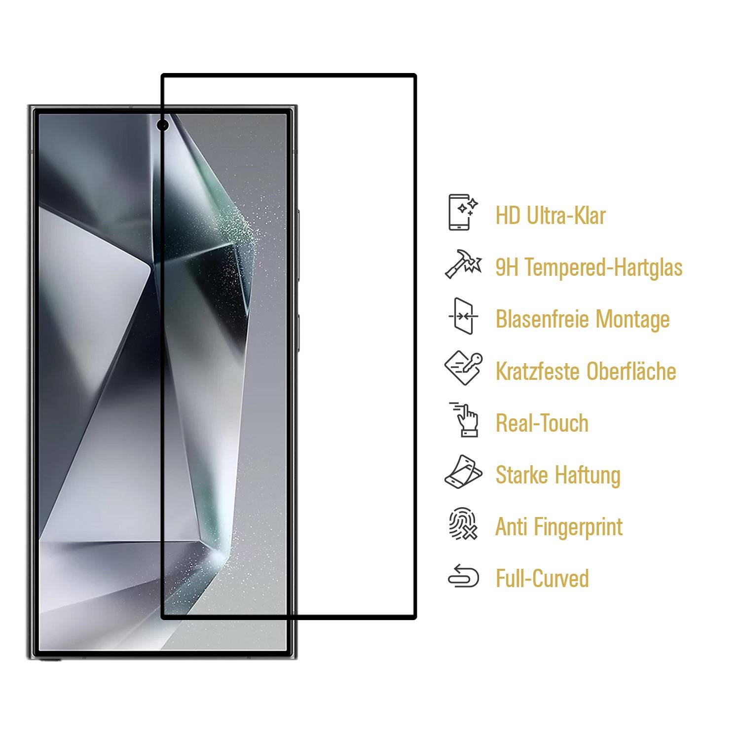 1x 9H Panzerglas für Samsung Galaxy S25 Ultra FULL COVER HD KLAR echtes Tempered Glass Panzerfolie Displayschutz Schutzglas Hartglas Schutzfolie