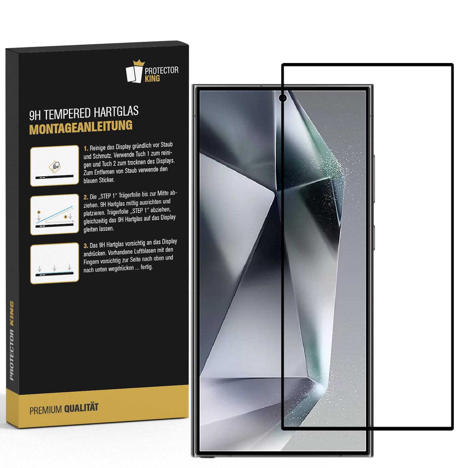 1x 9H Panzerglas für Samsung Galaxy S25 Ultra FULL COVER HD KLAR echtes Tempered Glass Panzerfolie Displayschutz Schutzglas Hartglas Schutzfolie