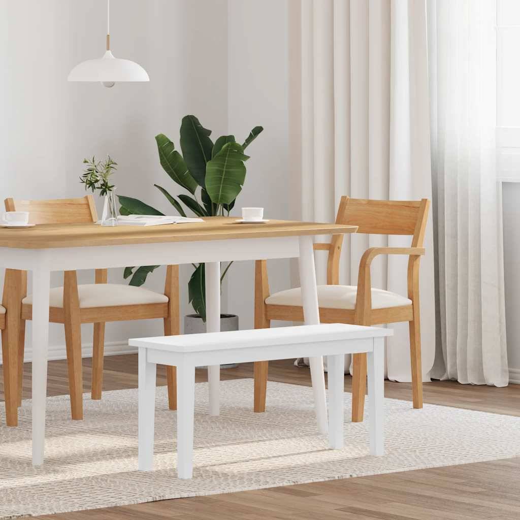 vidaXL Bank 90 cm Weiß Massivholz Gummibaum