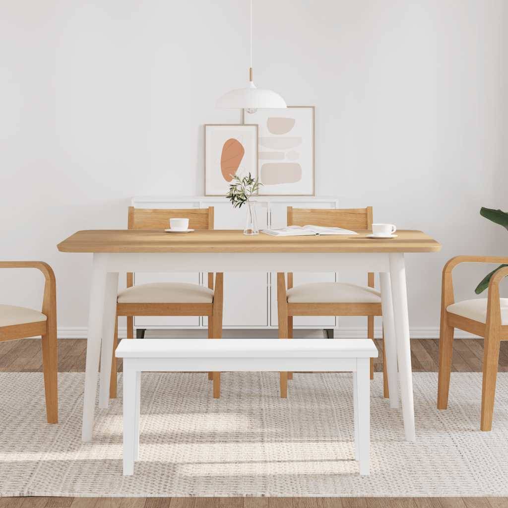 vidaXL Bank 90 cm Weiß Massivholz Gummibaum