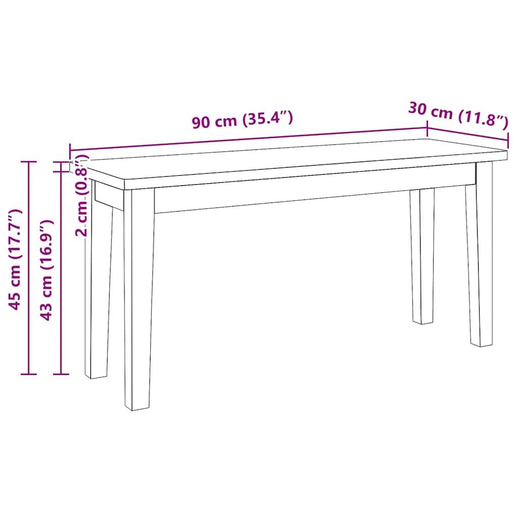 vidaXL Bank 90 cm Weiß Massivholz Gummibaum