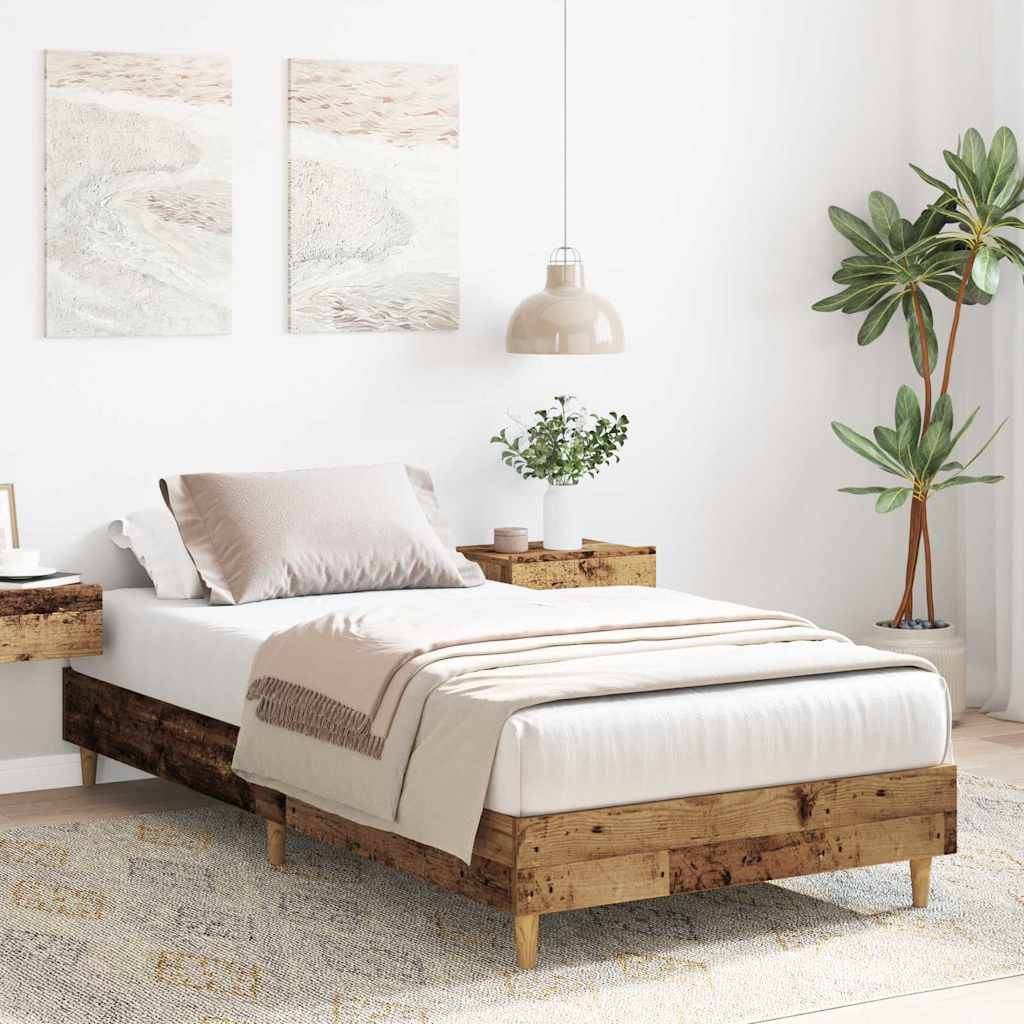 vidaXL Bettgestell ohne Matratze Altholz-Optik 100x200cm Holzwerkstoff