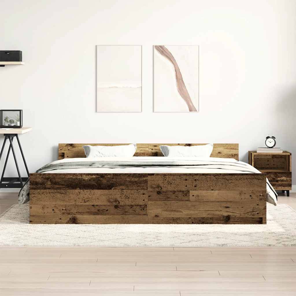 vidaXL Bettgestell ohne Matratze Altholz-Optik 160x200cm Holzwerkstoff