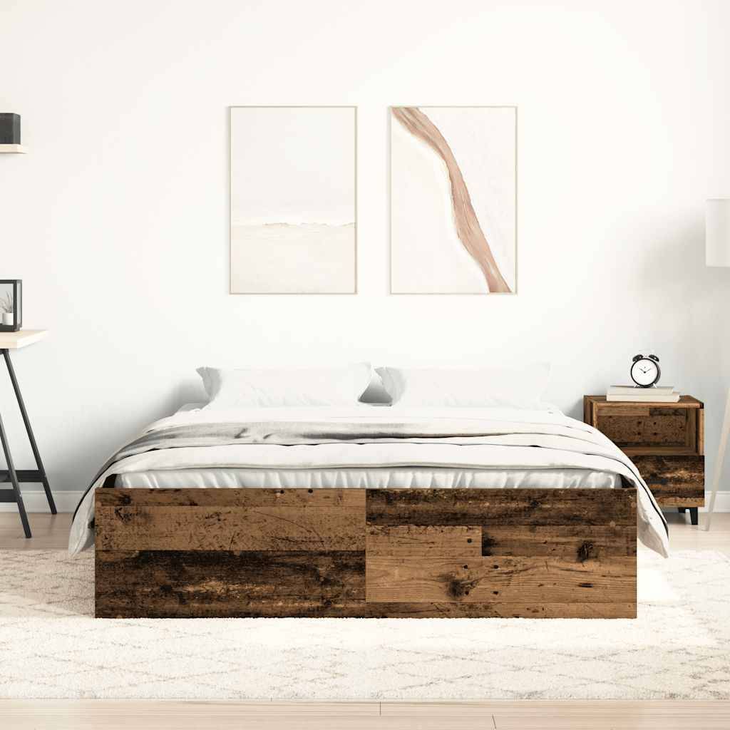vidaXL Bettgestell ohne Matratze Altholz-Optik 160x200cm Holzwerkstoff
