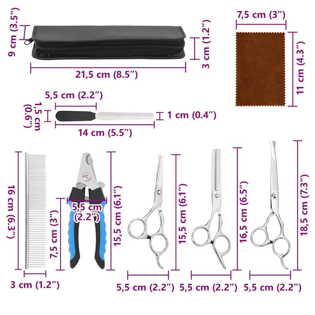 vidaXL 6-tlg. Hundescheren-Set Edelstahl