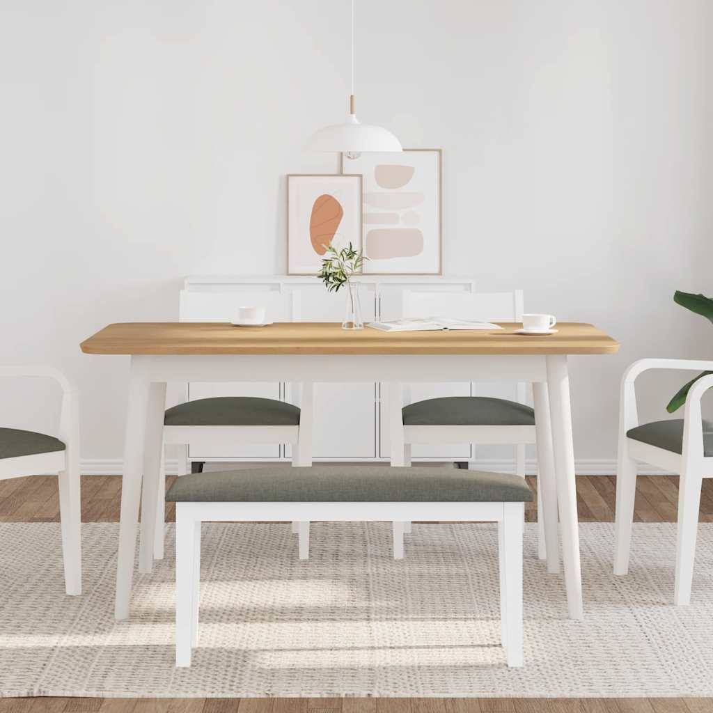 vidaXL Bank 90 cm Weiß Massivholz Gummibaum