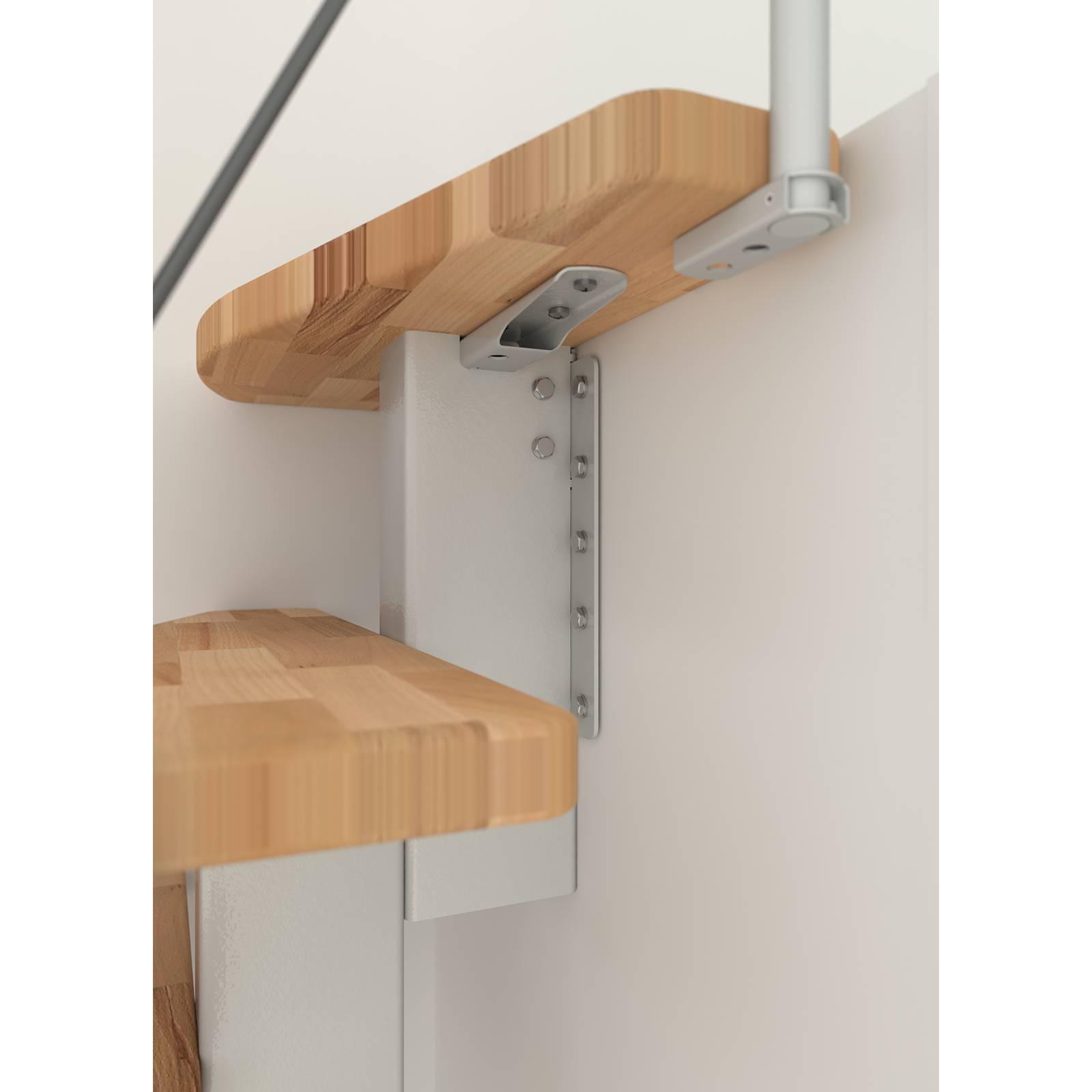 Minka Mittelholmtreppe Quatro Turn 38 - 298cm Geschosshöhe Buche Weiß