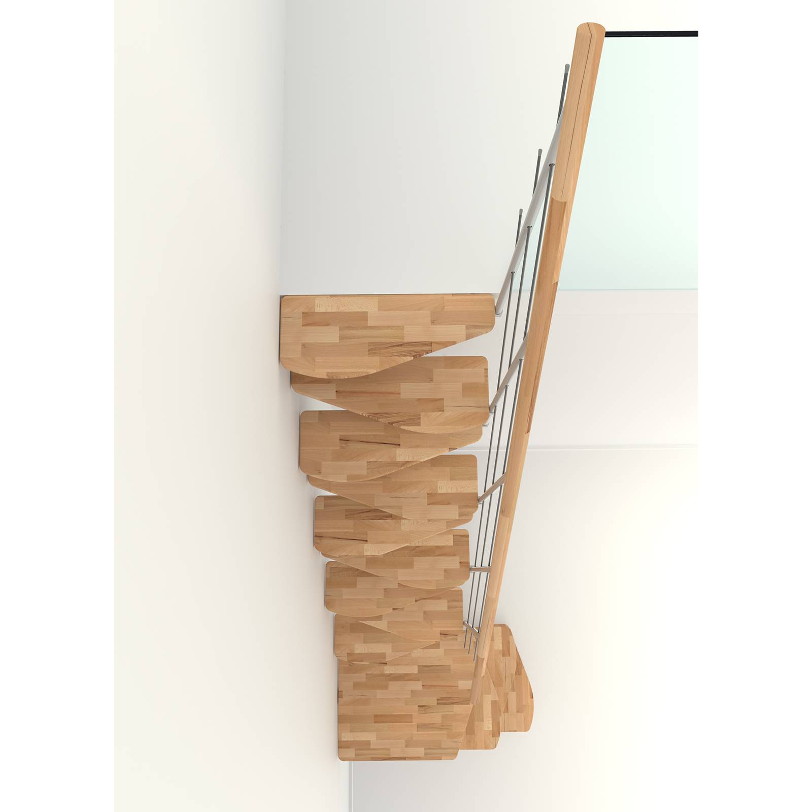 Minka Mittelholmtreppe Quatro Turn 38 - 298cm Geschosshöhe Buche Weiß