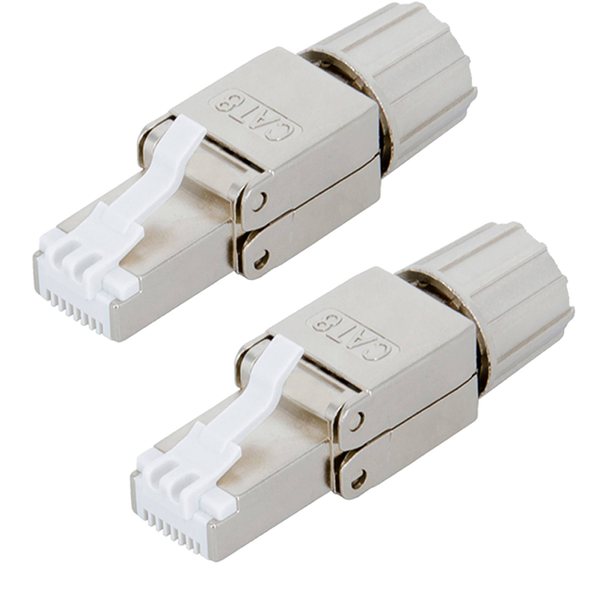 PremiumX 2x Netzwerkstecker RJ45 Cat 8 Stecker Stahl für Verlegekabel Netzwerkkabel Kabel Ethernet Werkzeuglos Werkzeugfrei LAN Anschluss 40 Gbit/s