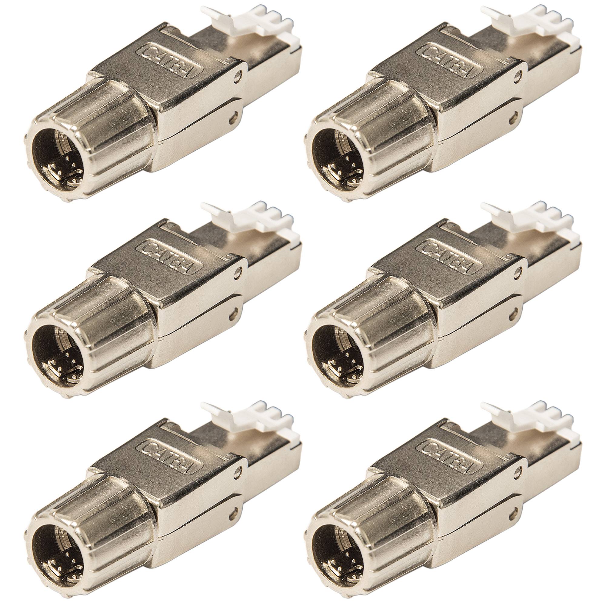 PremiumX 6x Netzwerkstecker RJ45 Cat 6a Stecker Stahl für Verlegekabel Netzwerkkabel Kabel Ethernet Werkzeuglos Werkzeugfrei LAN Anschluss 10 Gbit/s