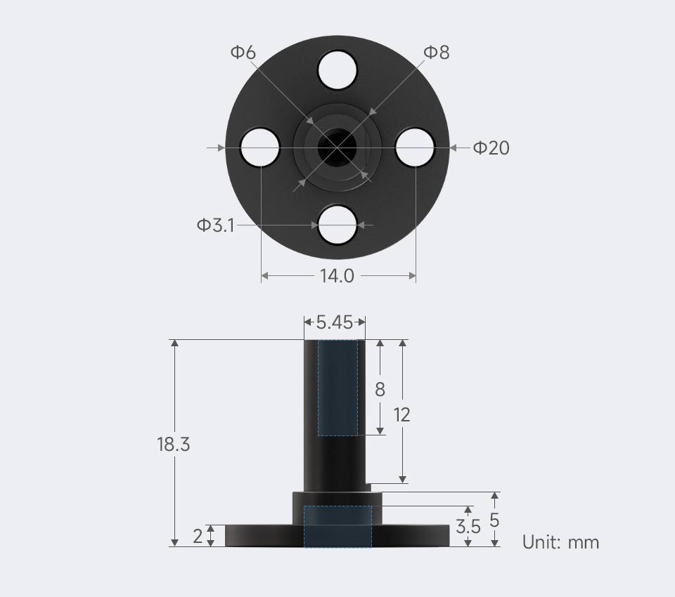 WaveShare Metal Flat Key Shaft Flange Plate