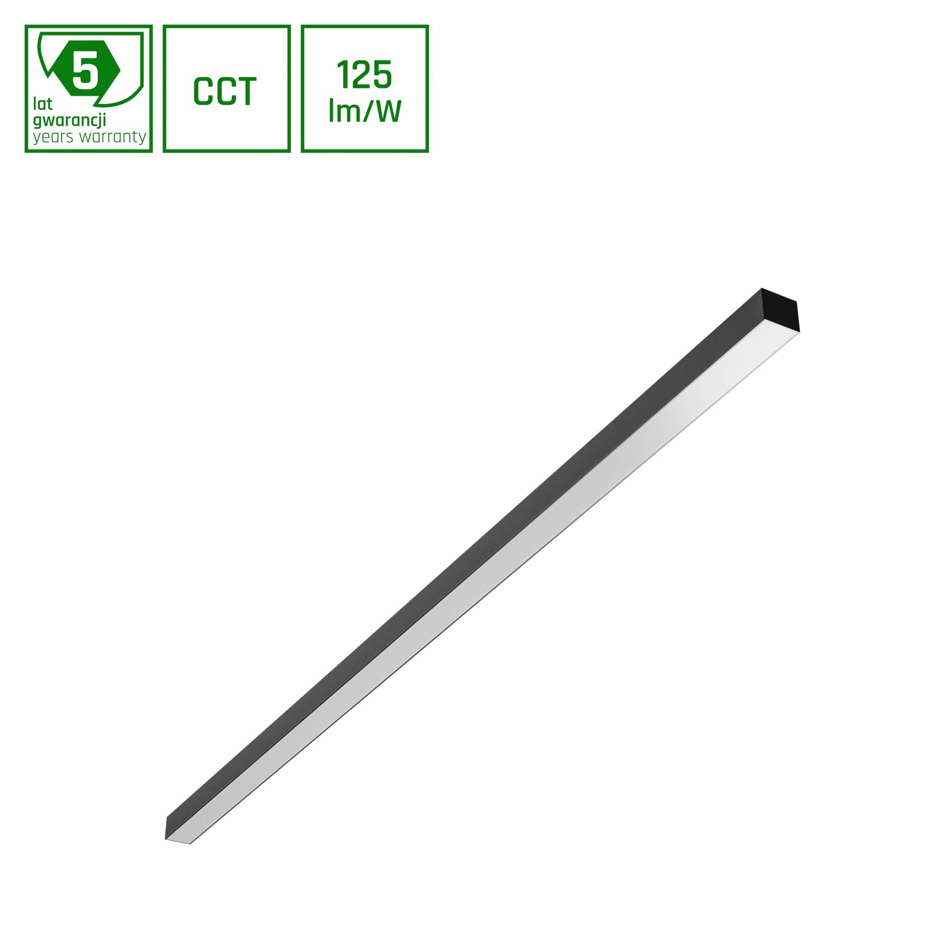 Spectrum LED ALLDAY BASIC 150cm Deckenleuchte 50W 6250lm Schwarz 115° 230V IP20 2700-6000K CCT