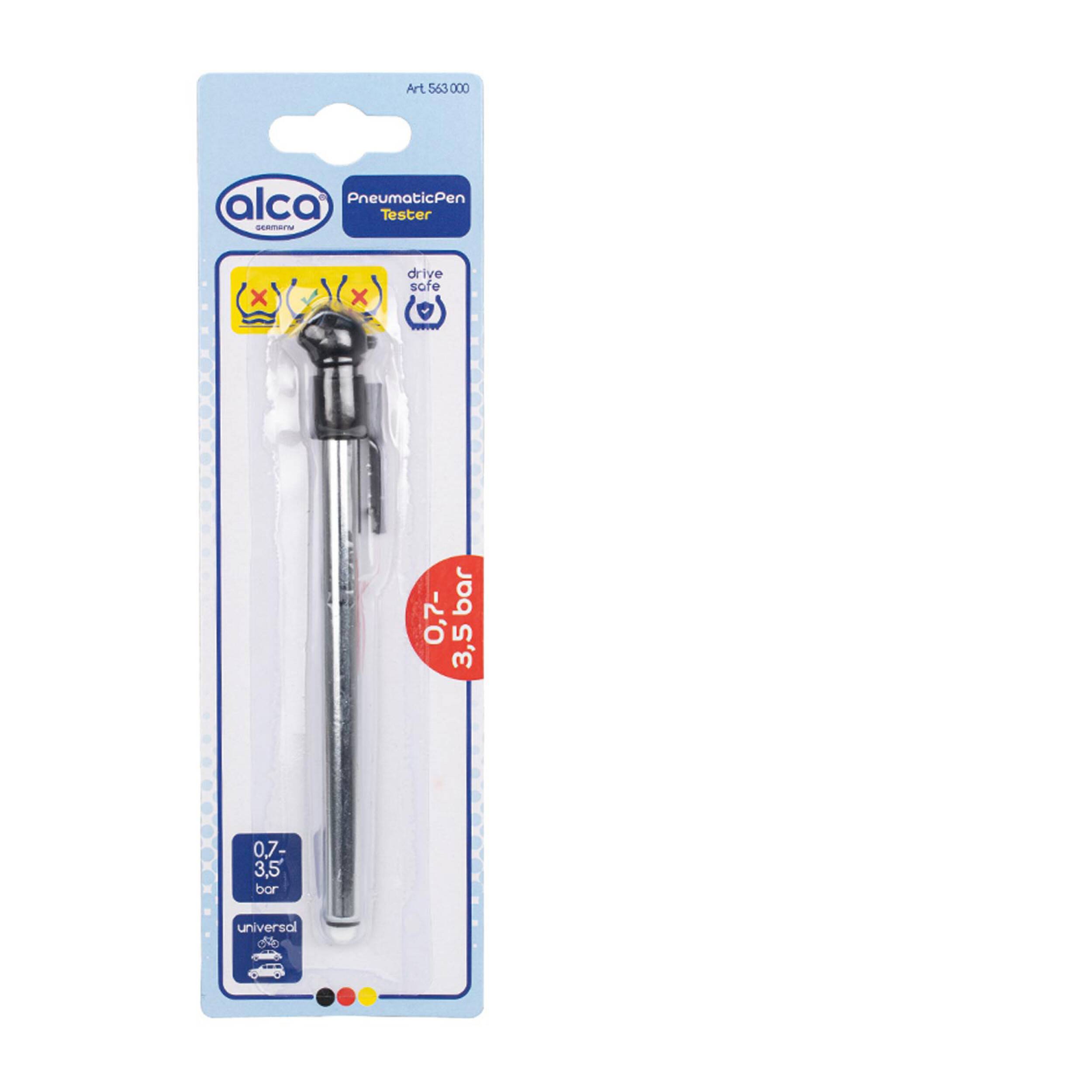 alca® Reifendruckprüfer Luftdruckprüfer Manometer für Reifen 07 - 3,5 bar Druckprüfer Pneumatic Pen Tester