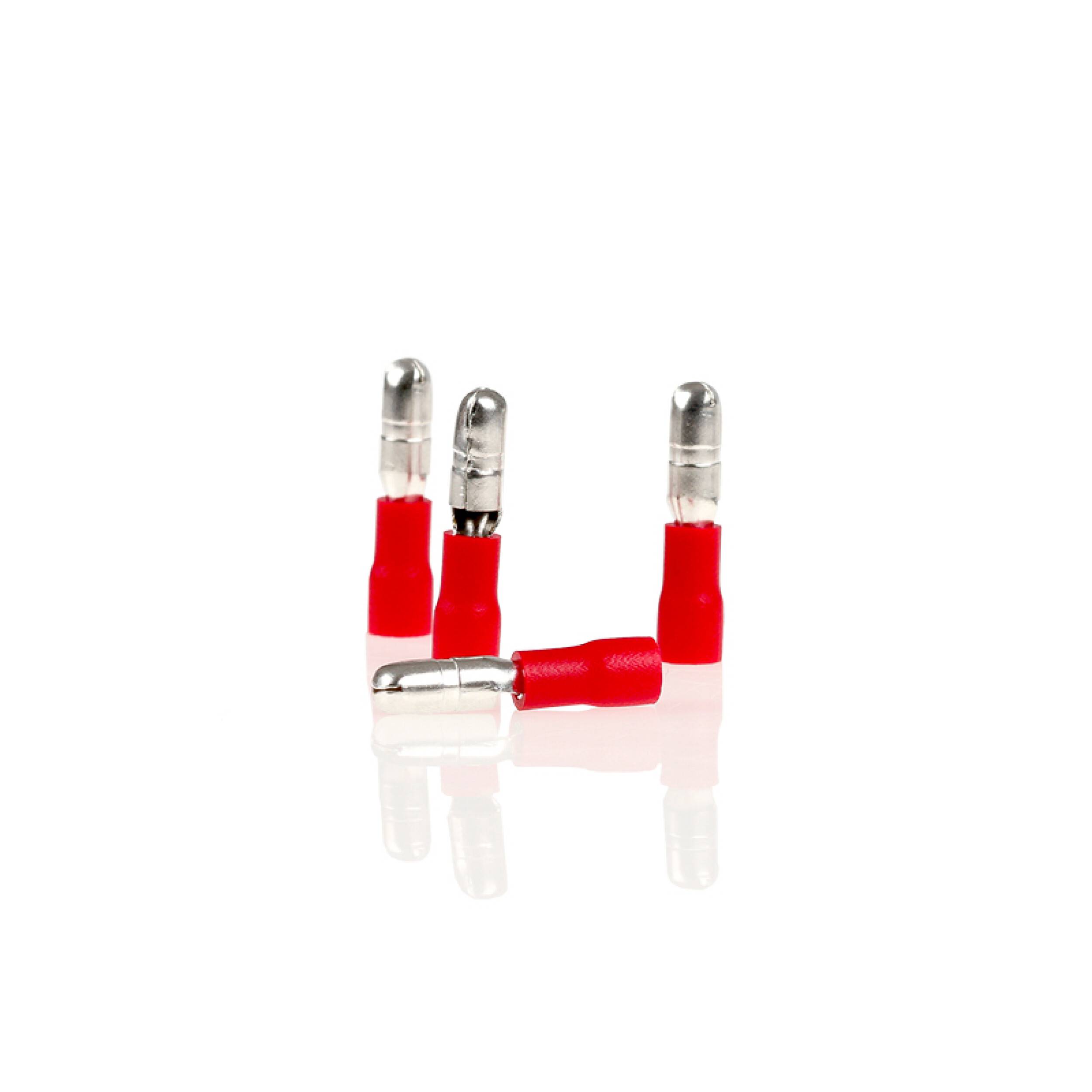 alca® Rundstecker rot 4,0mm 10St. 0,5-1,5 mm² AWG 22-16 teilisoliert männlich Rundsteckhülsen Quetschkabelschuhe