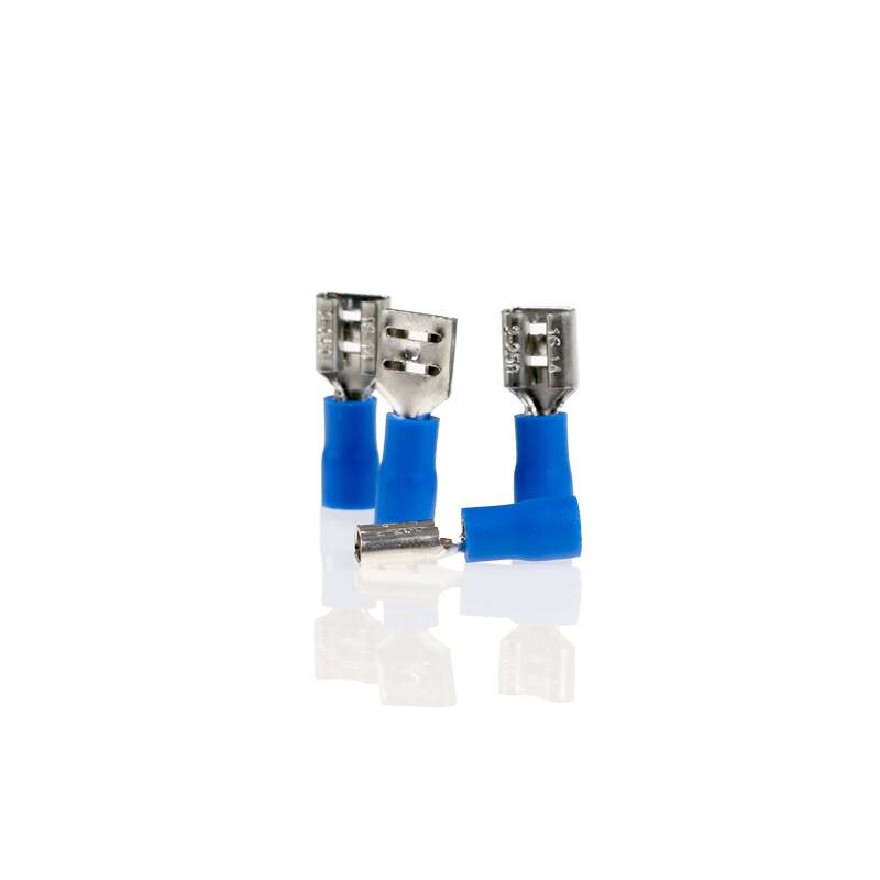 alca® Flachsteckhülsen blau 6,35mm 10St. 1,5-2,5mm² AWG 16-14 teilisoliert männlich Flachstecker Quetschkabelschuhe