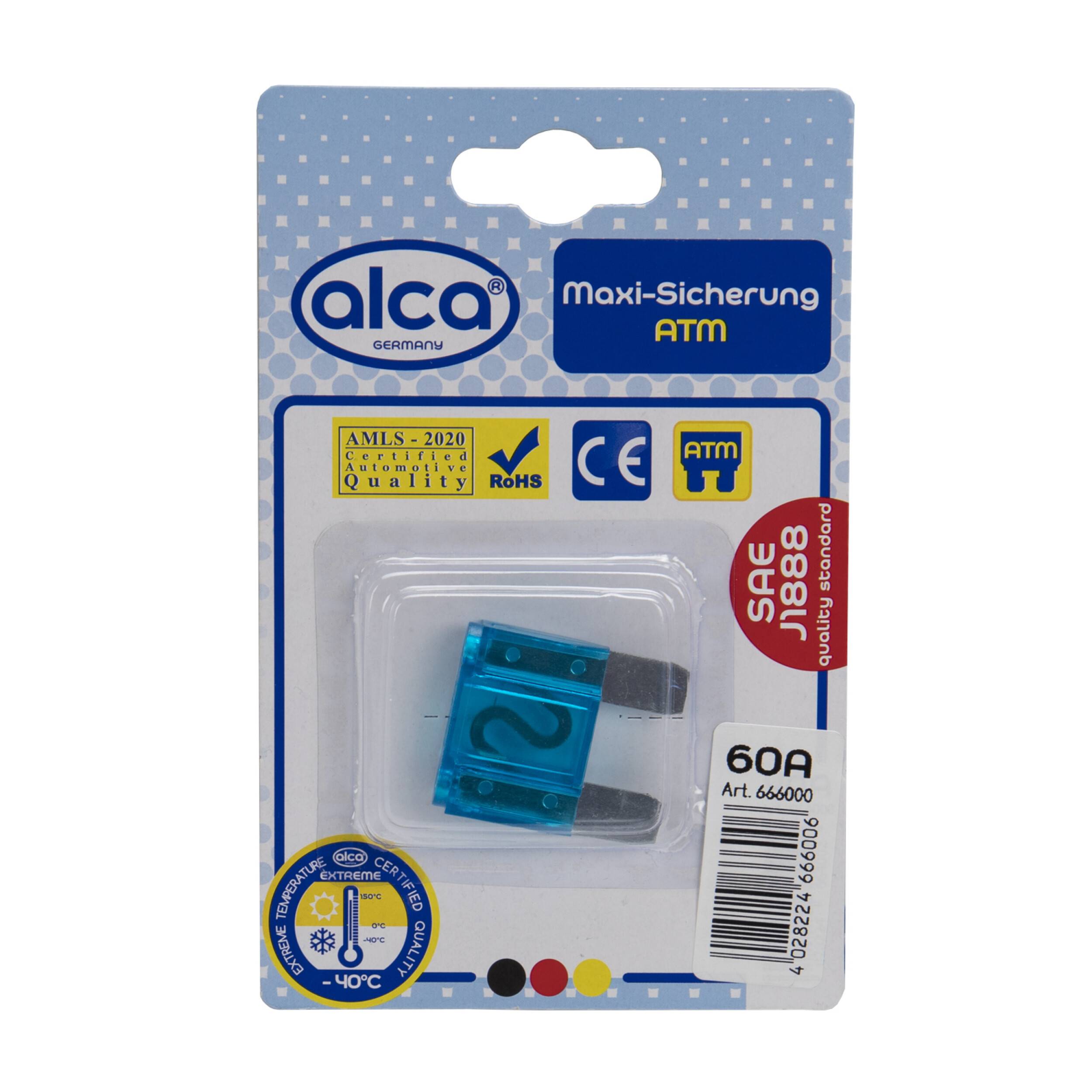 alca® Maxi-Sicherung 60A; 1 St. Blister 32 V Farbe - blau Maxi Flachsicherung für Fahrzeuge LKW Bus Schwermaschinen