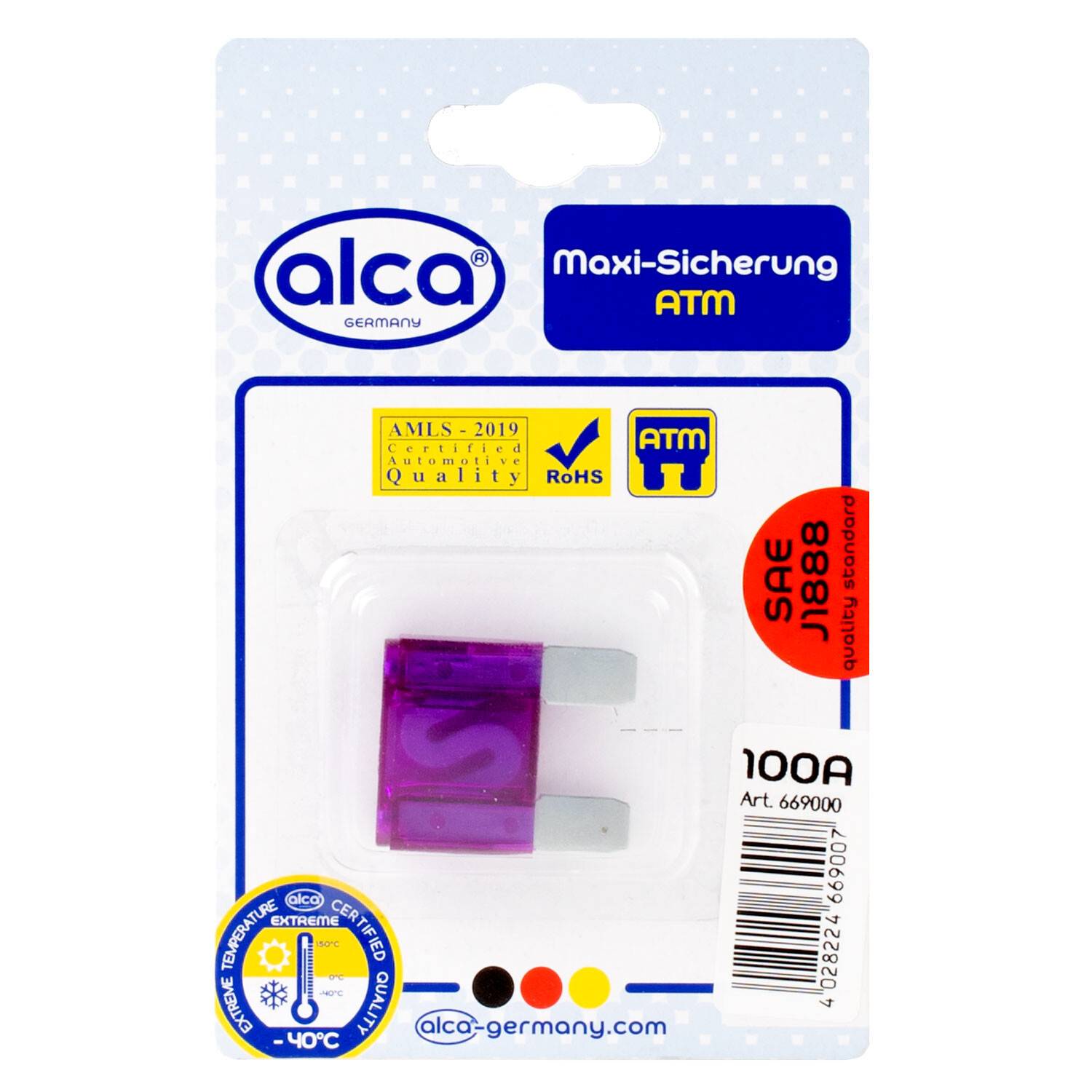 alca® Maxi-Sicherung 100A; 1 St. Blister 32 V Farbe - violett Maxi Flachsicherung für Fahrzeuge LKW Bus Schwermaschinen