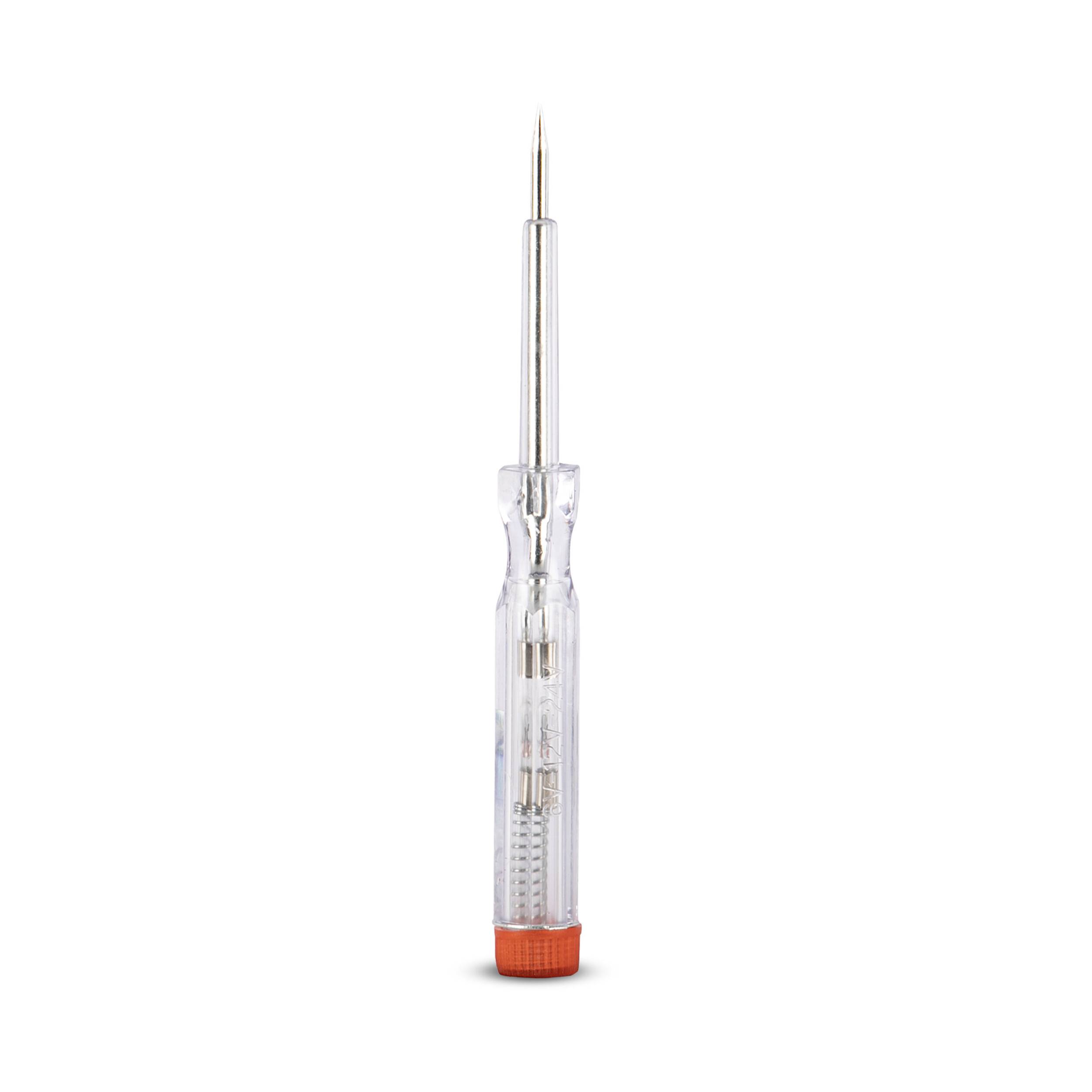 HEYNER® Spannungsprüfer mit Prüflampe für Bordnetze von 6 V bis 24 V<br> Transparenter Griff aus bruchsicherem