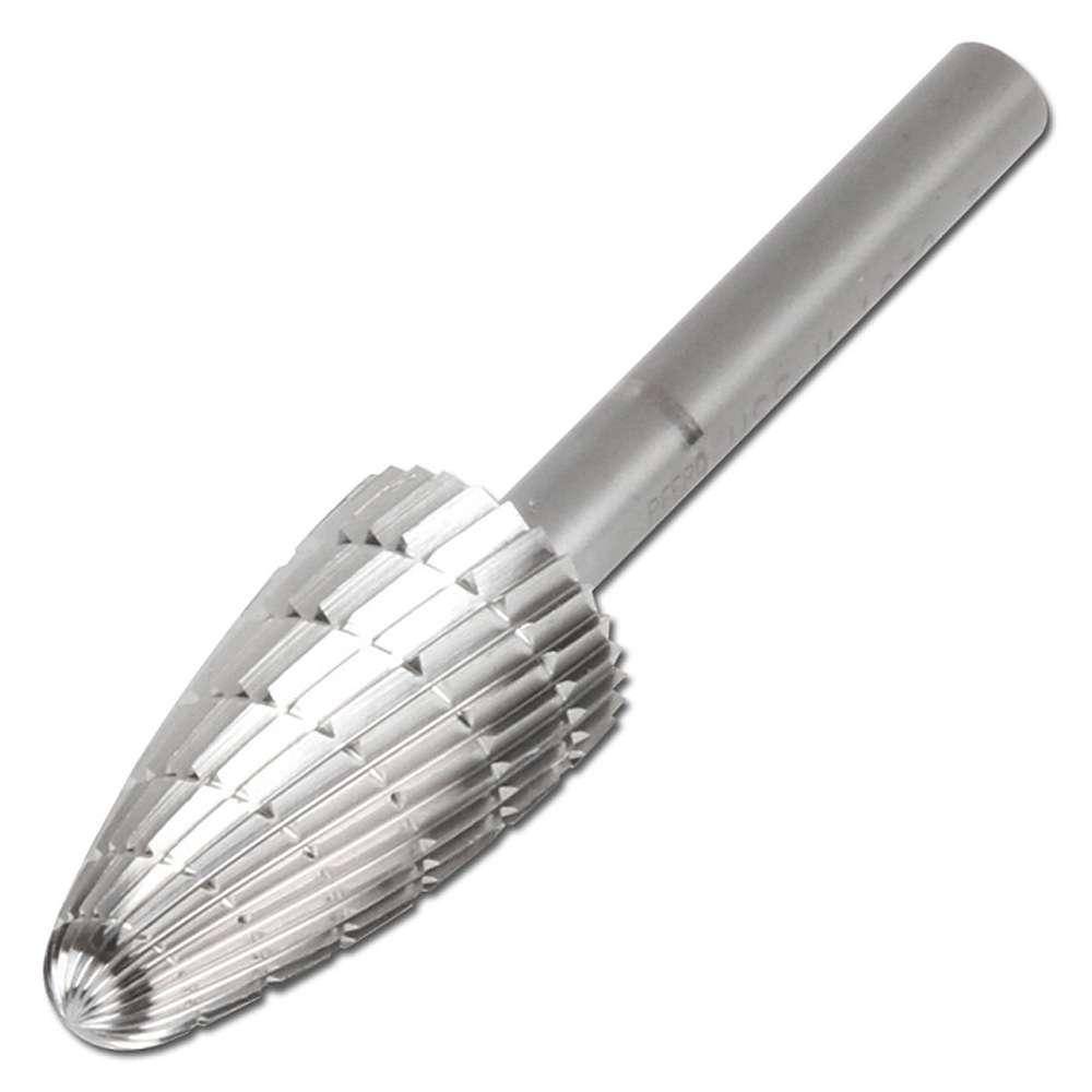 HSS-Frässtift, PFERD - Rundbogenform H - für Stahl - Kopf-Ø x Länge 12 x 25 mm - Zahnung 3 - Gesamtlänge 65 mm