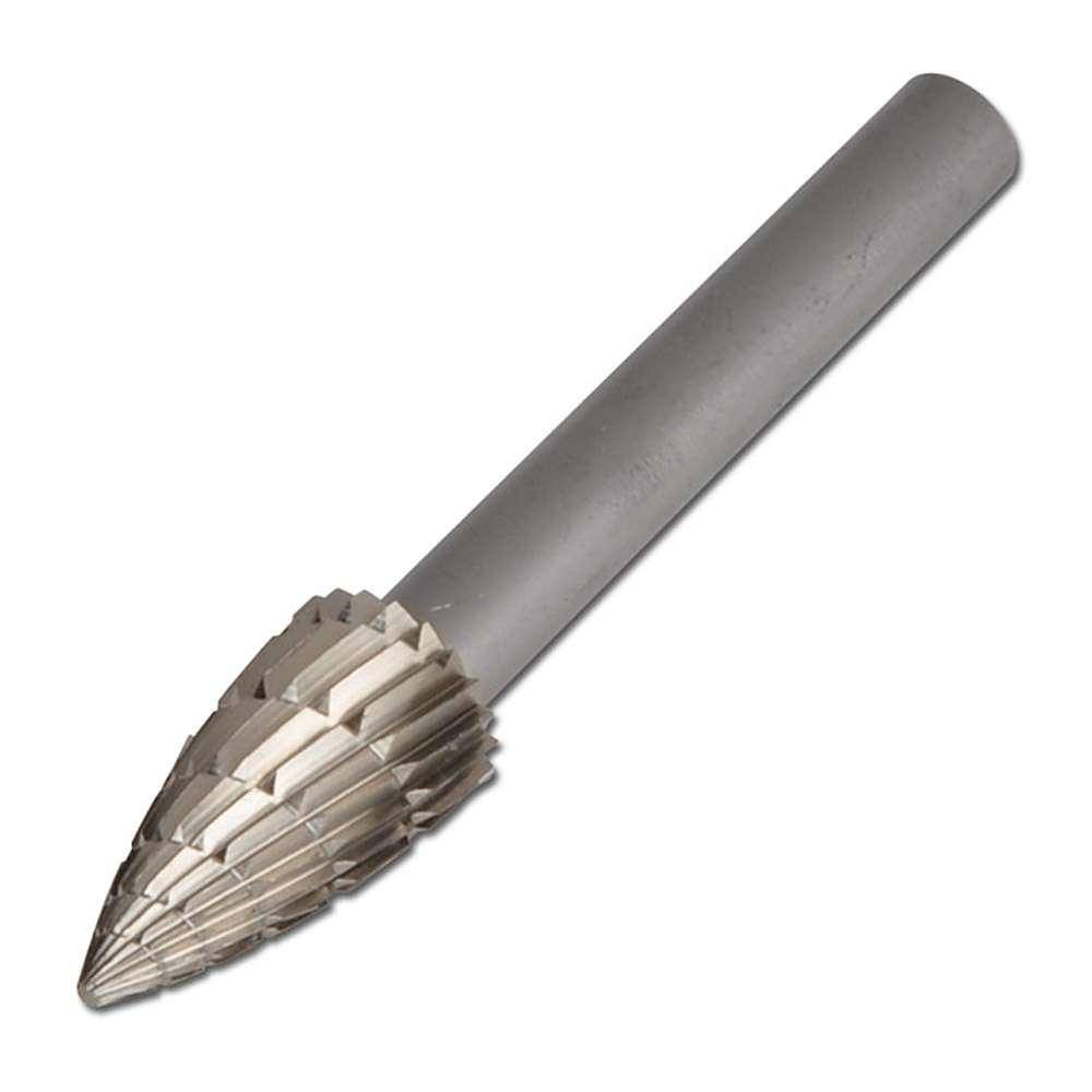 HSS-Frässtift, PFERD - Spitzbogenform K - für Stahl / Stahlguss - Kopf-Ø x Länge 16 x 30 mm - Zahnung 3 - Gesamtlänge 70 mm